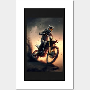 Fast Dirt bike rider on mars CGI style Posters and Art